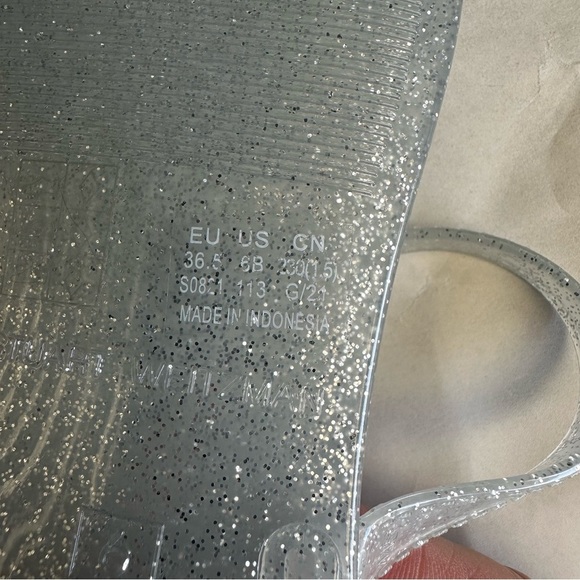 Stuart Weitzman Womens Sawyer Slide Silver Glitter Sparkle Jelly Sandals Slip On - Picture 8 of 9